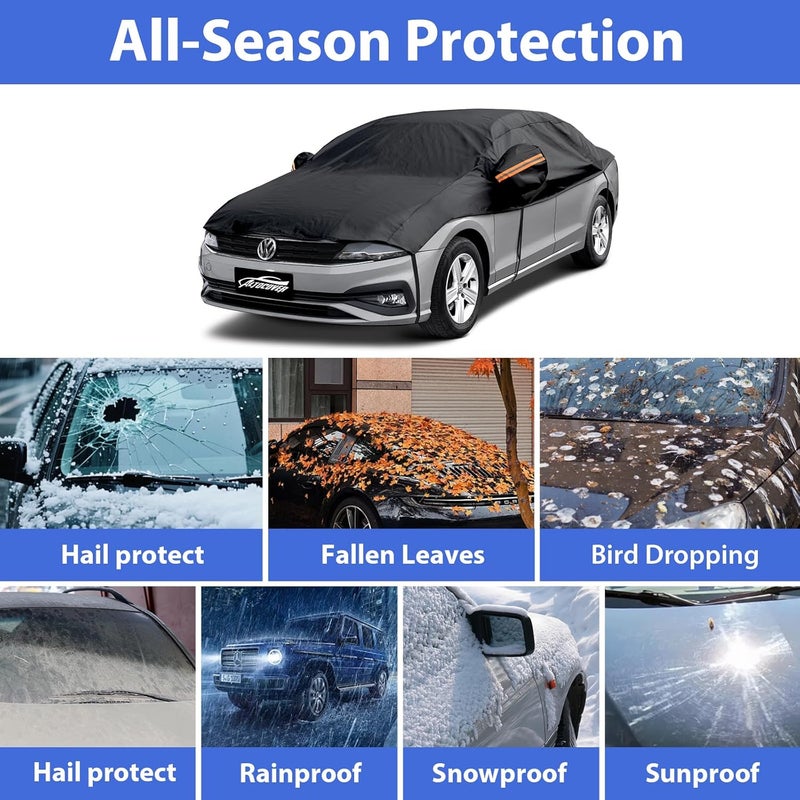 AltoCover Car Cover Top Only for Sedan/Coupe, Partial Snow Cover with Cotton Liner, Windshield Cover Waterproof All Weather for Snow, Sun,Rain,Dust,Fit Sedan M - Image 3